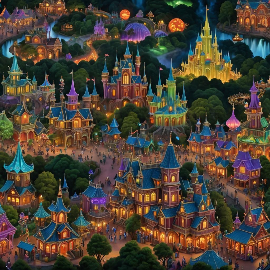 Cosmic Horror Theme Park at Night