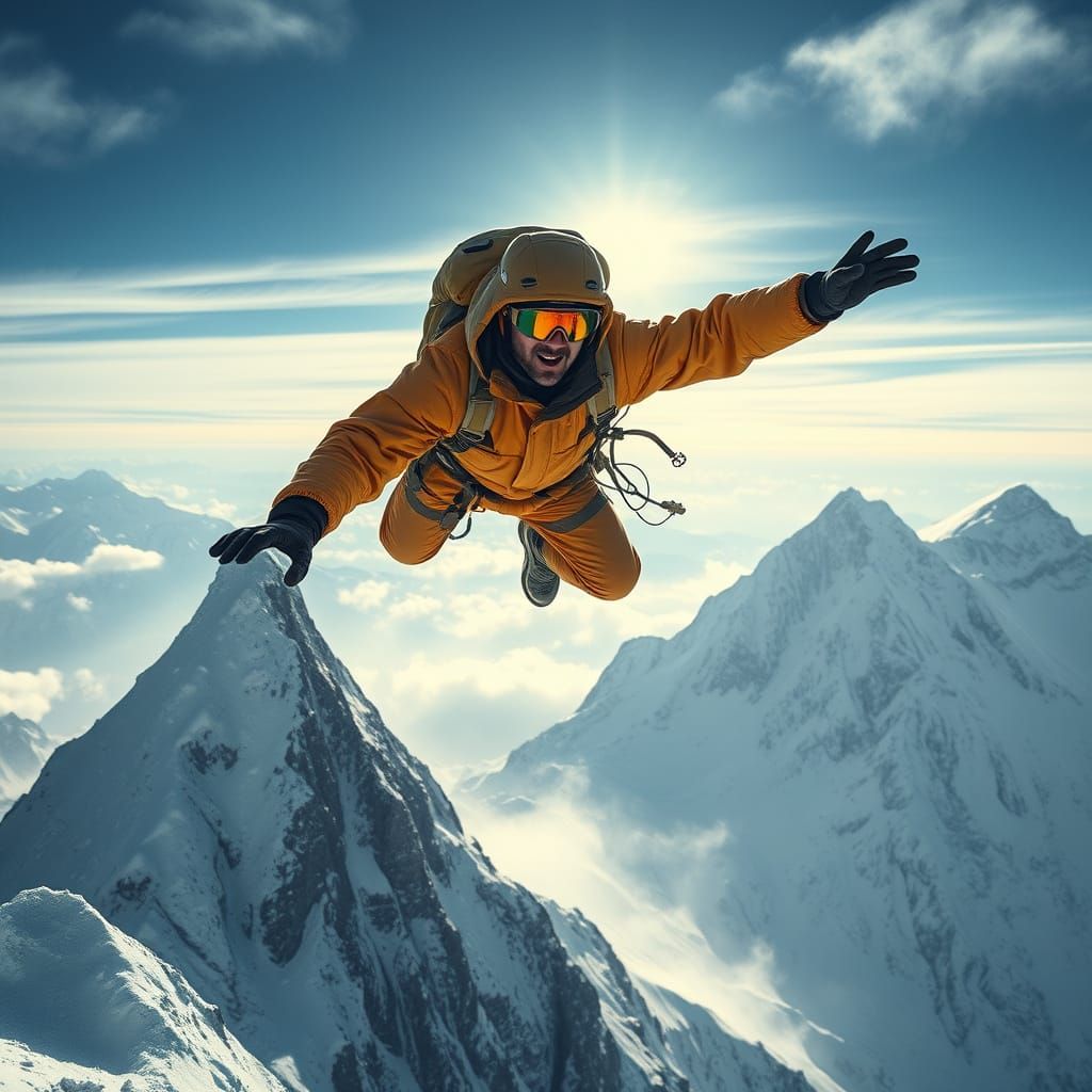 Climber Falls from Mount Everest: Dramatic Digital Art