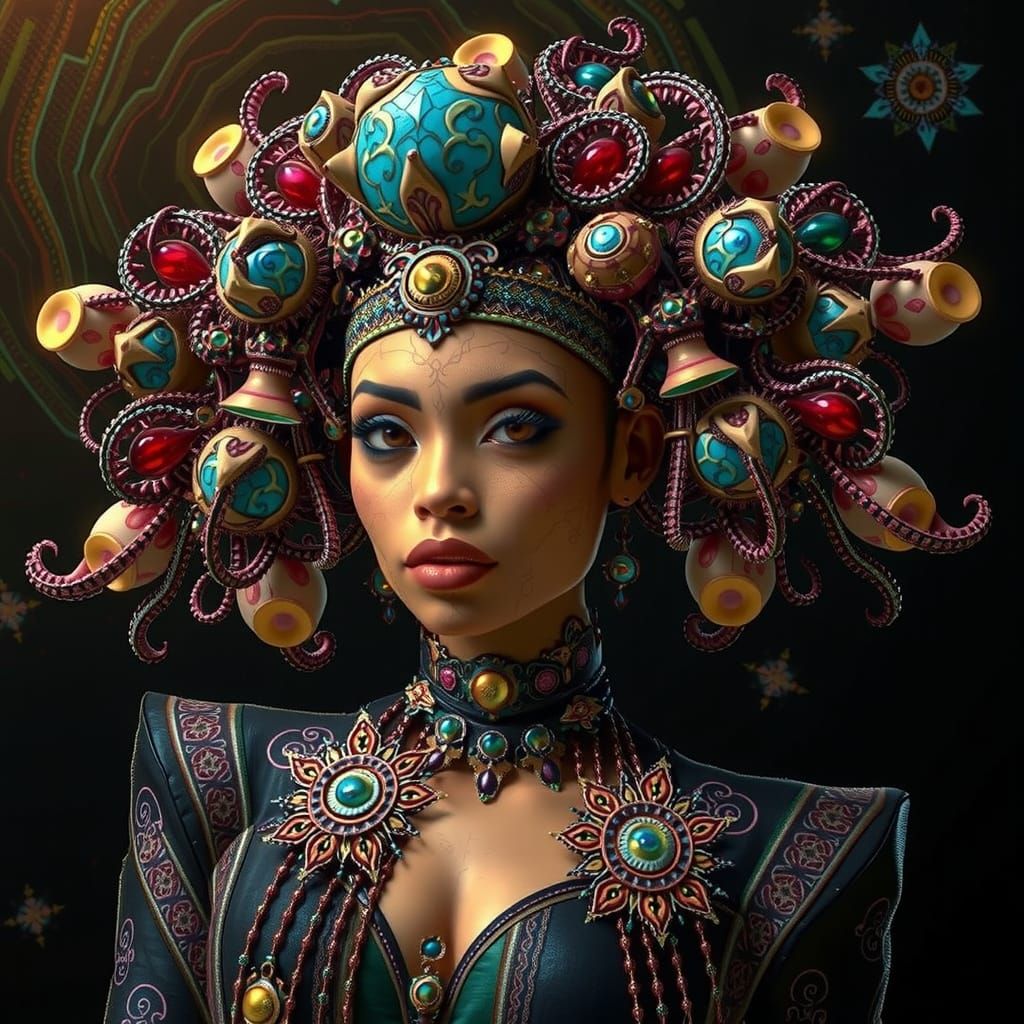 Elegant African Queen in Surreal 3D CGI Style