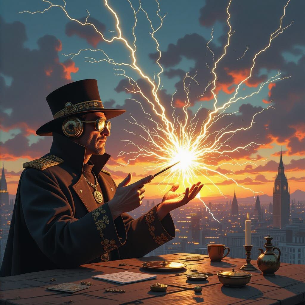 Retro Futurism Punk Unleashes Lightning in Cubist Style