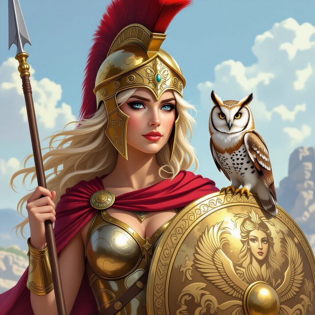 Athena, Goddess of Wisdom with Owl