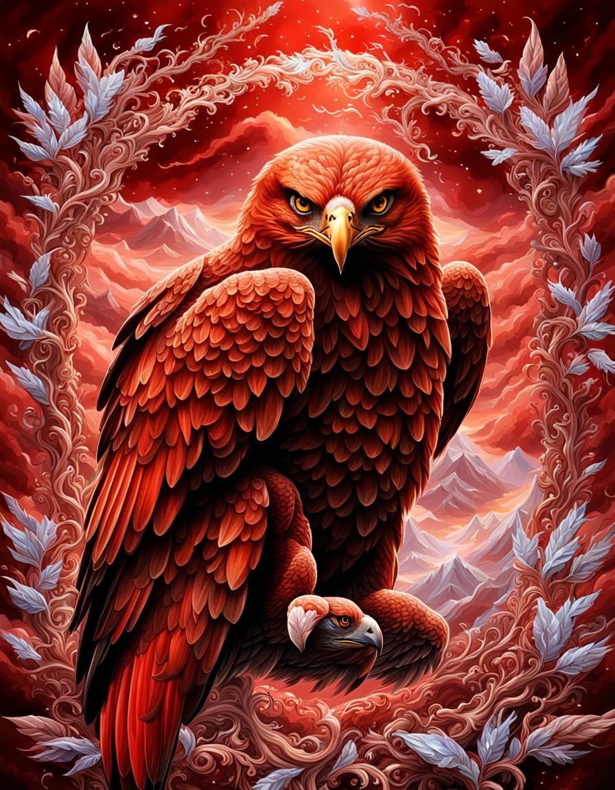 Red Eagle Encased in Crystal Glass
