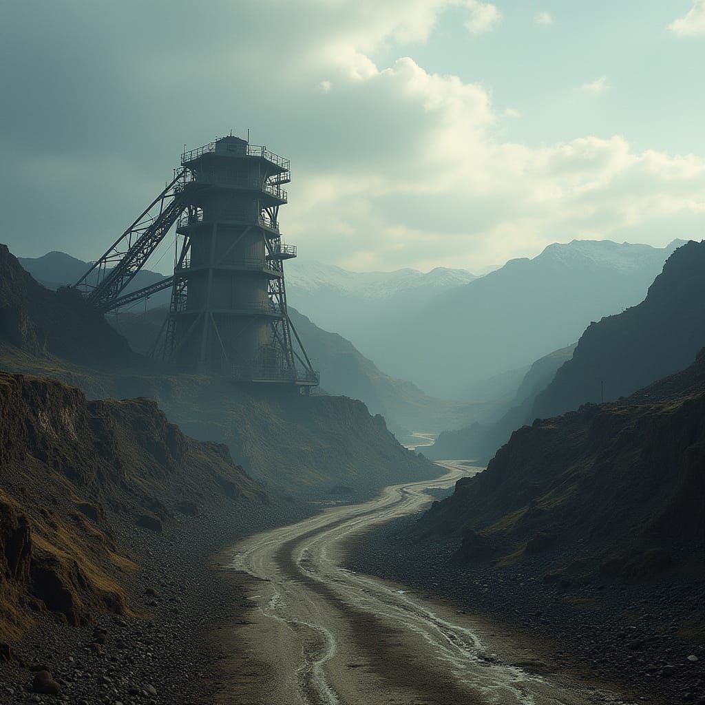 Industrial Mining Landscape in Realistic Style