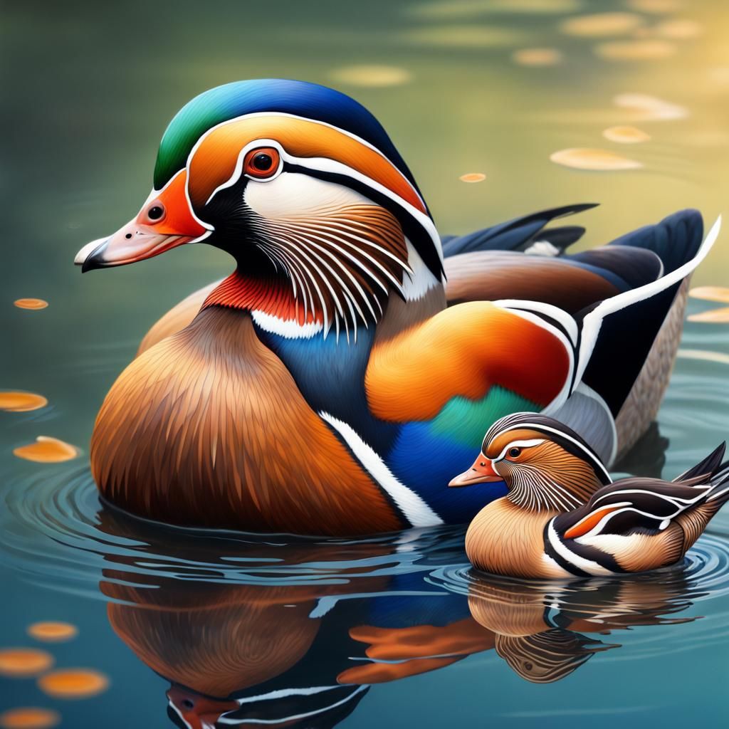 Mandarin Duck and Ducklings: Splash Art
