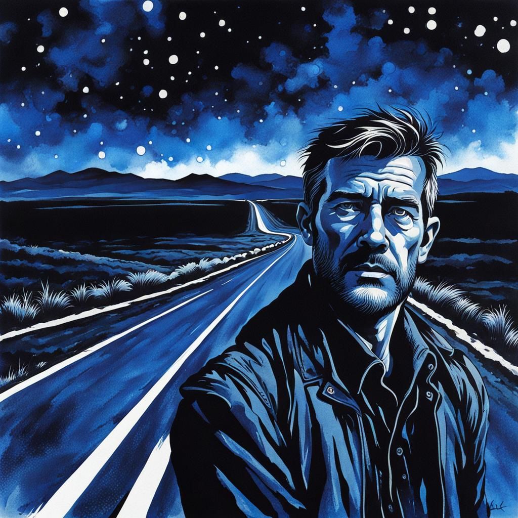 Weary Traveler on Long Road in Black Lagoon Style