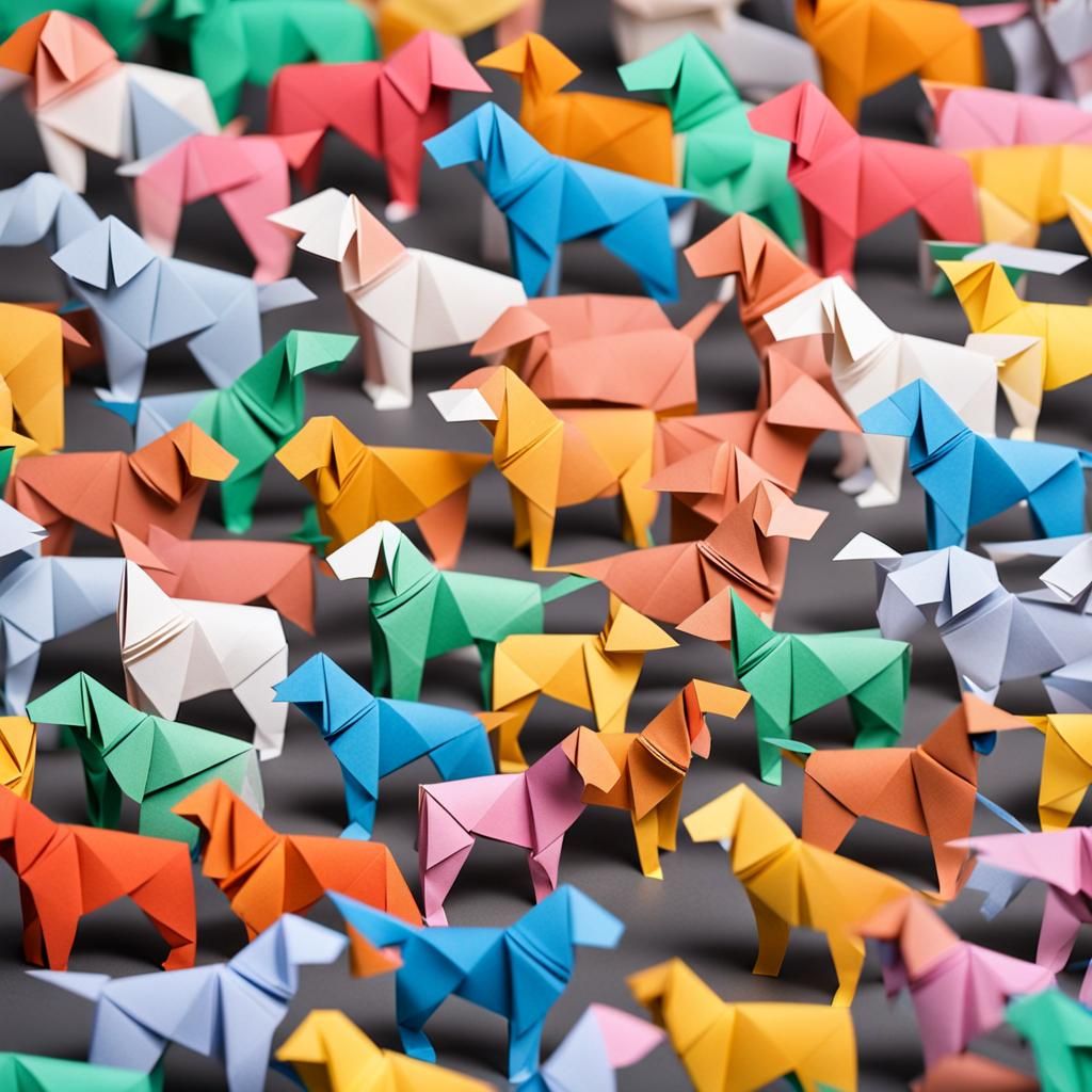 Dog Origami Papercraft in 8K
