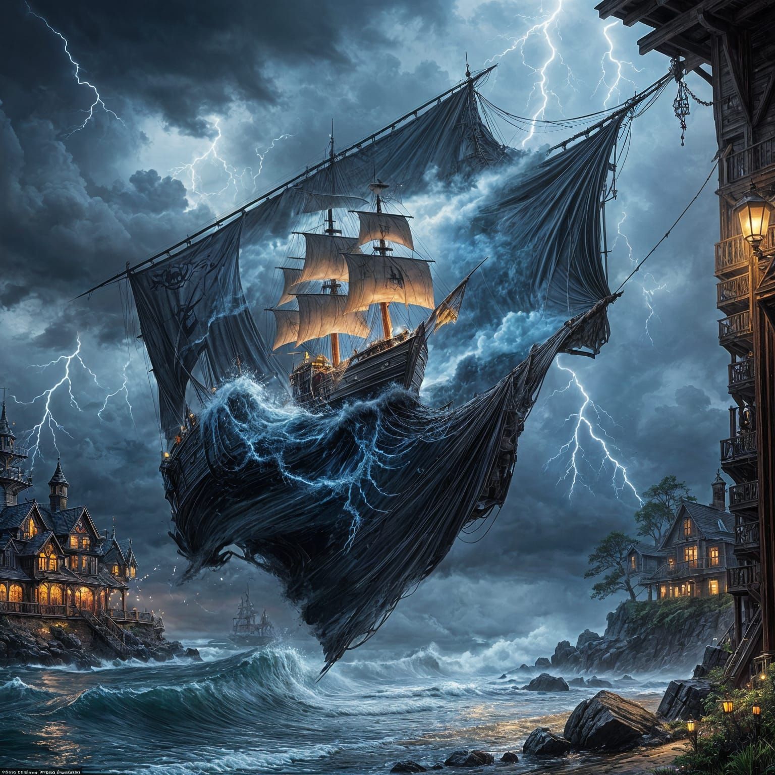 Ethereal Pirate Flag Against Stormy Sky