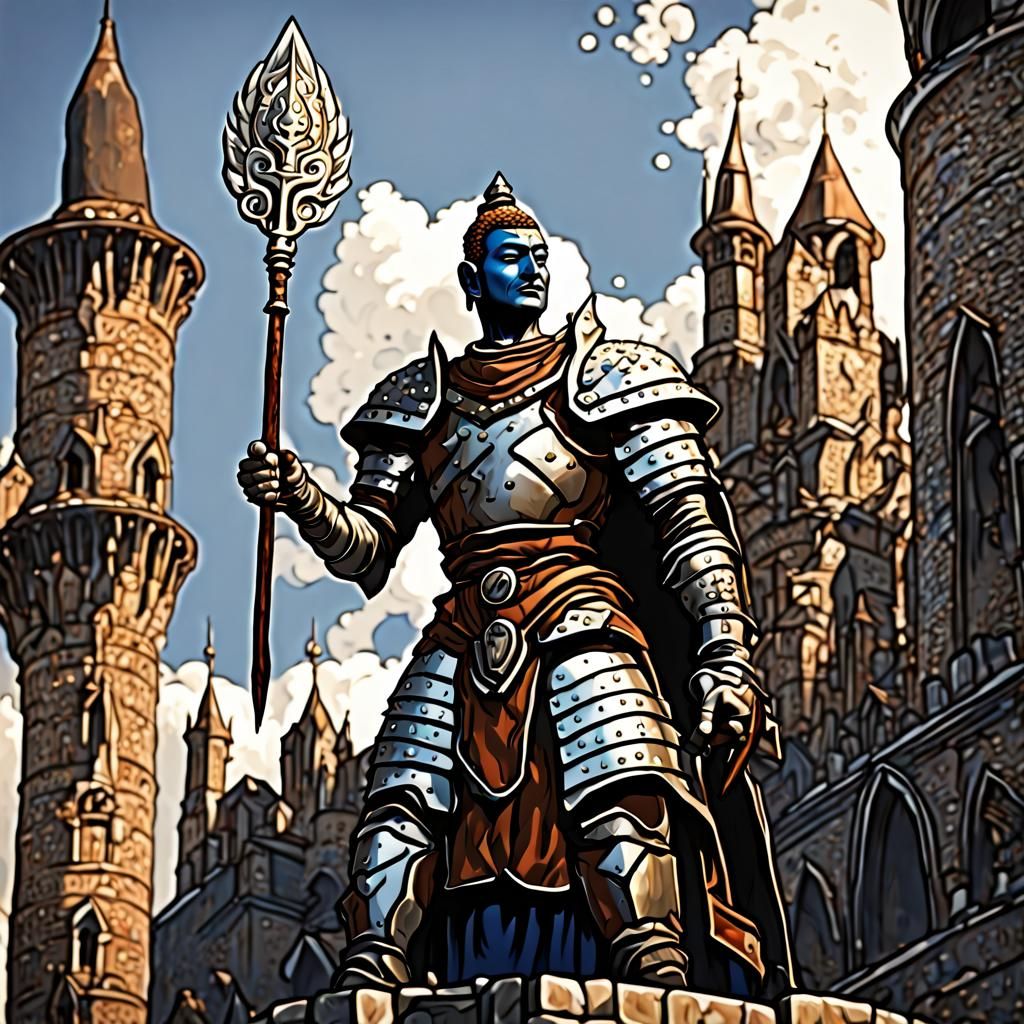 Indian Paladin Warrior in Dark Fantasy Style