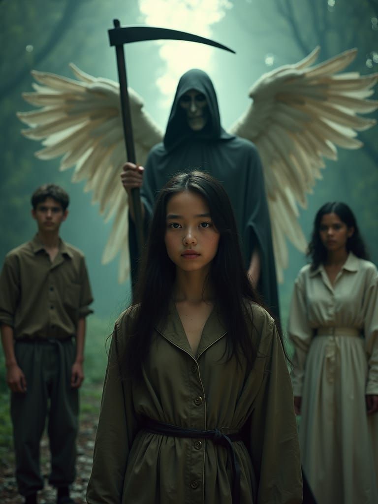 Cinematic Film Still: Girl, Death, Angel, Demon