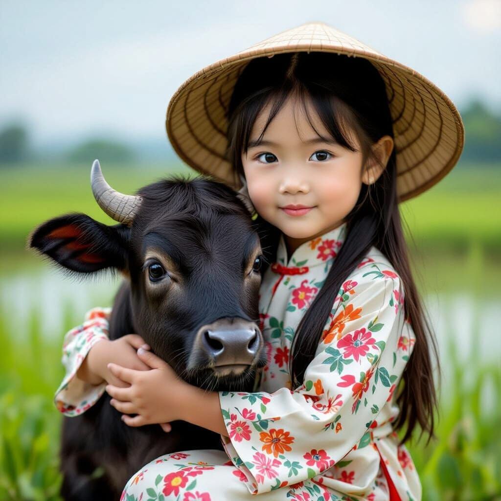 The Little Vietnamese Girl and Her Gentle Giant
Water Buffal...