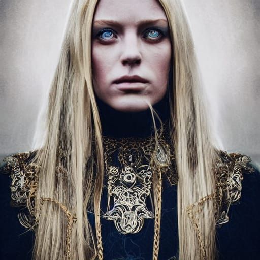 Fantasy Woman Portrait with Braids in Digital Art