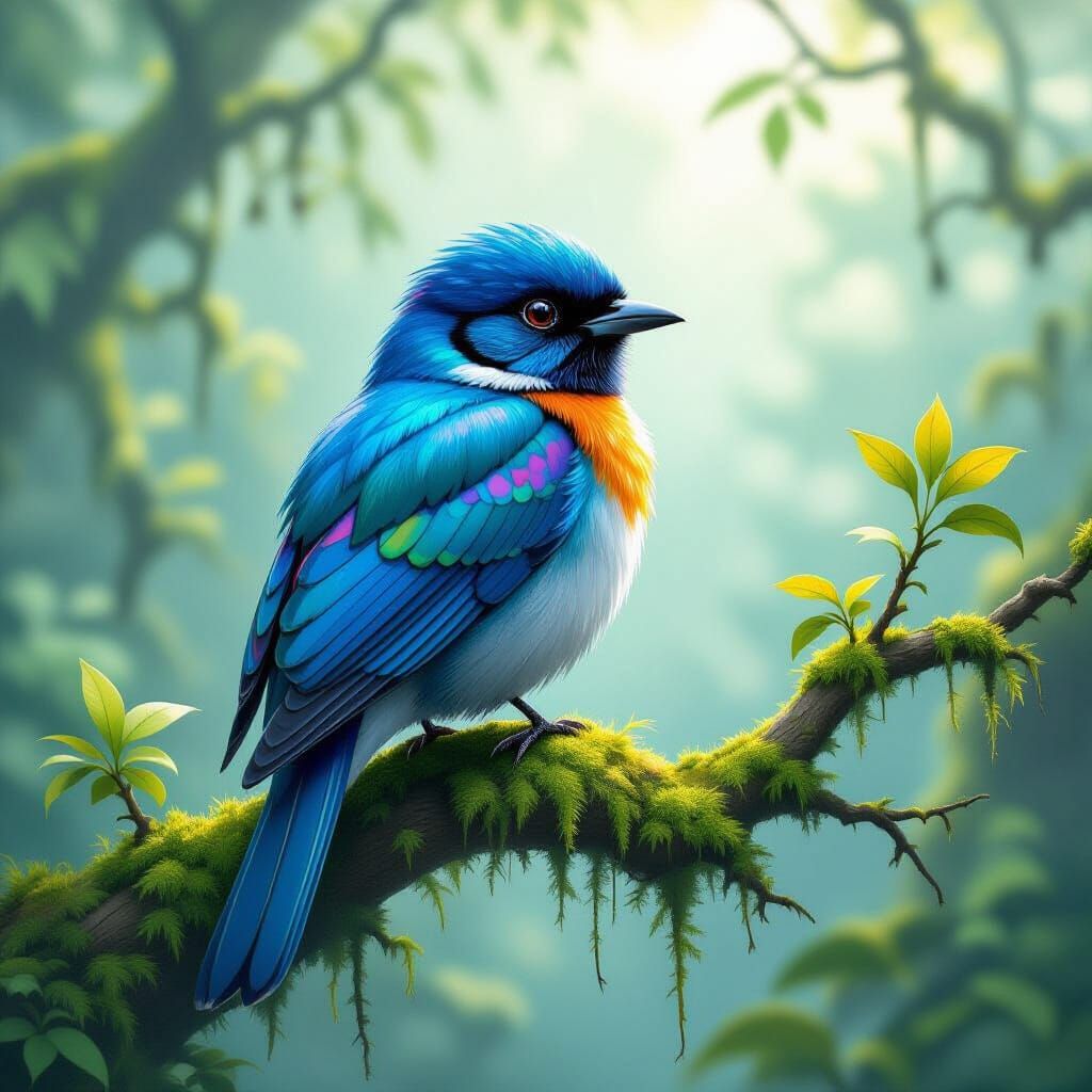Exotic Bird in Dreamlike Fantasy Art Style