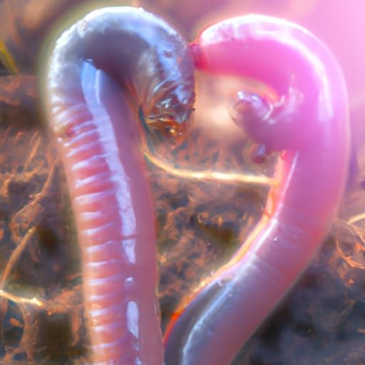 Earthworms Kissing in Soft Focus Romanesque Style