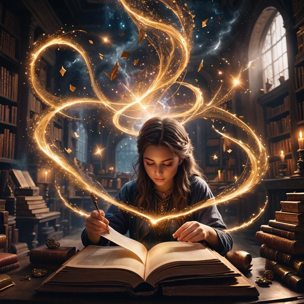 Magical Book Unleashes Spells in Digital Painting