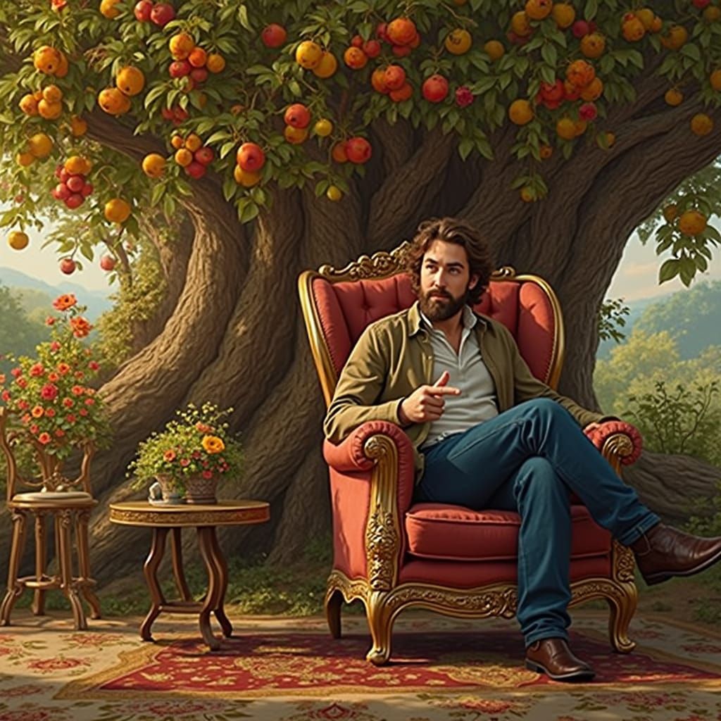 Inviting Armchair Portrait in Art Nouveau Style