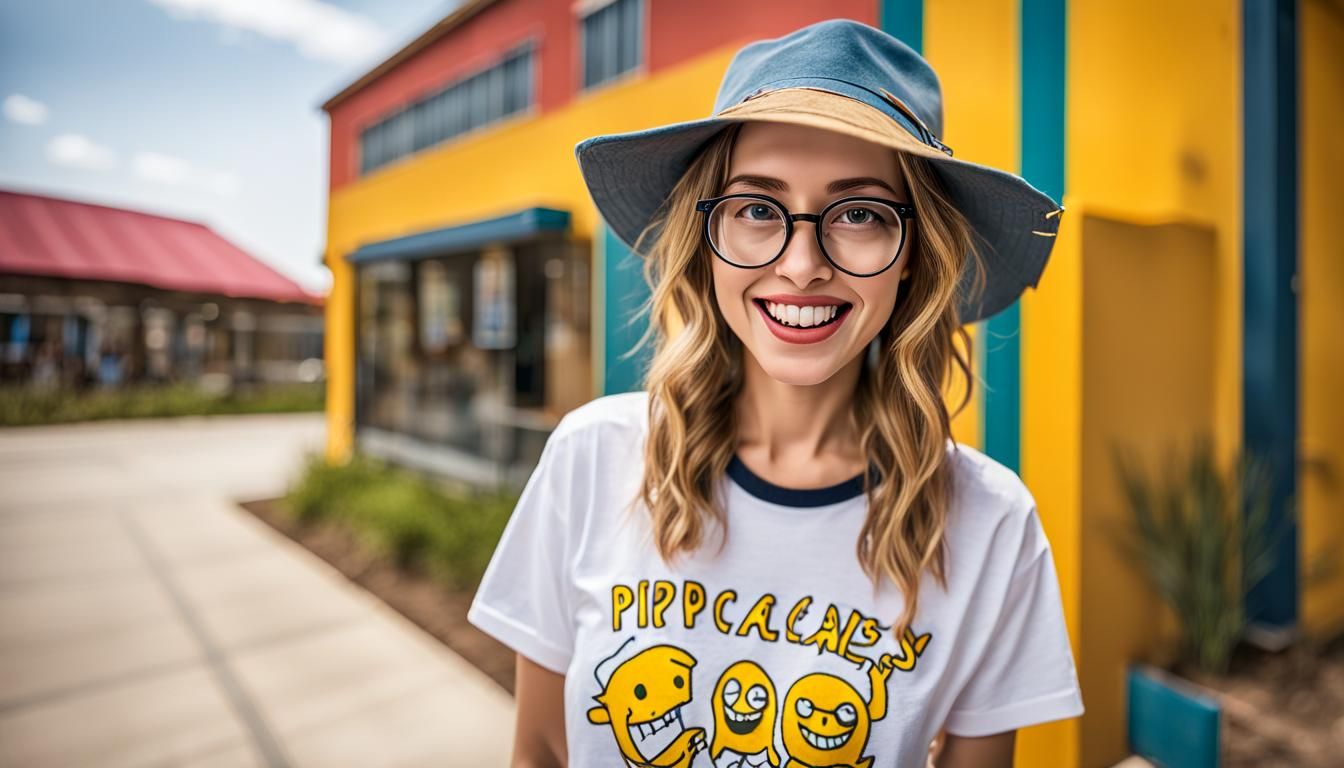 Nerdy Girl Portrait with Shadow Monsters