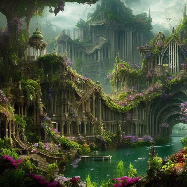 Floating Garden City of Eden: Digital Matte Painting