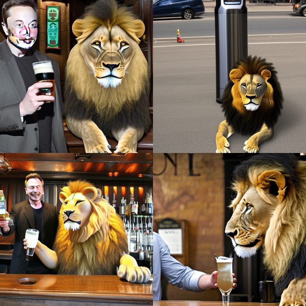 Lion and Elon Musk at the Pub