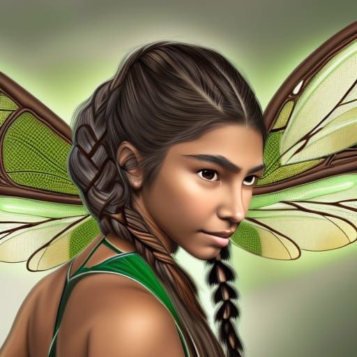 Native American Girl with Dragonfly Wings in Comic Art