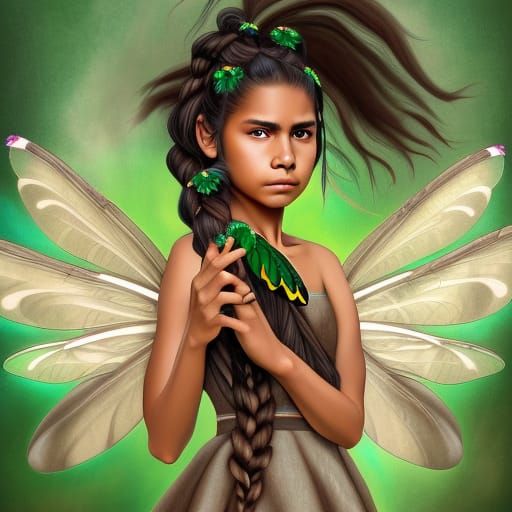 Native American Girl with Dragonfly Wings in Comic Art