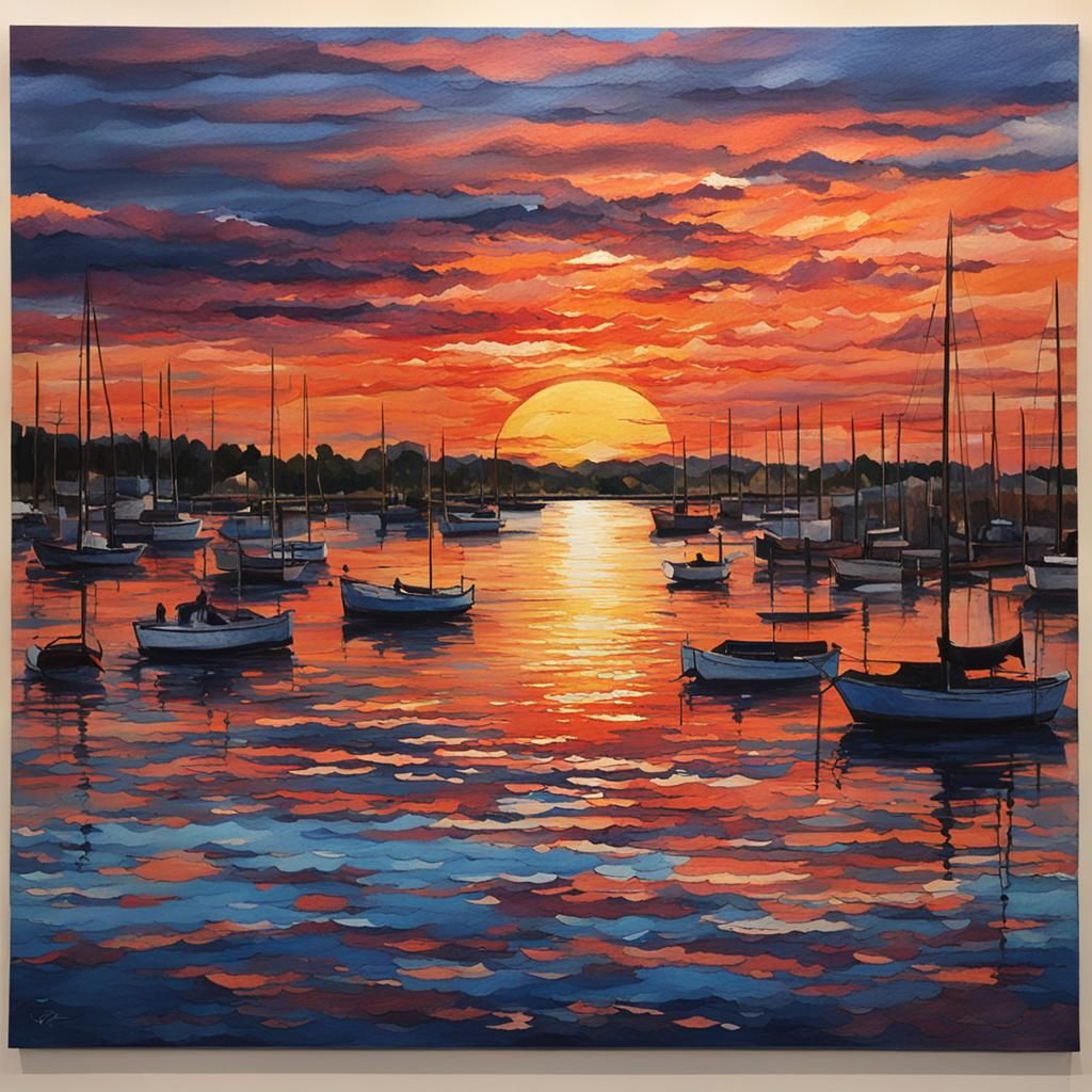 Scenic Sunset Over Calm Bay Image