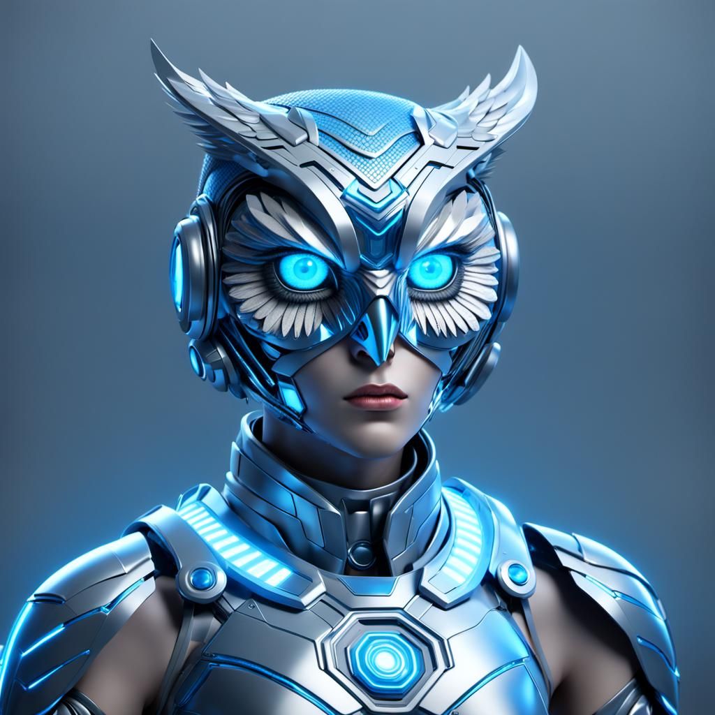 Futuristic Owl-Human Hybrid in 3D