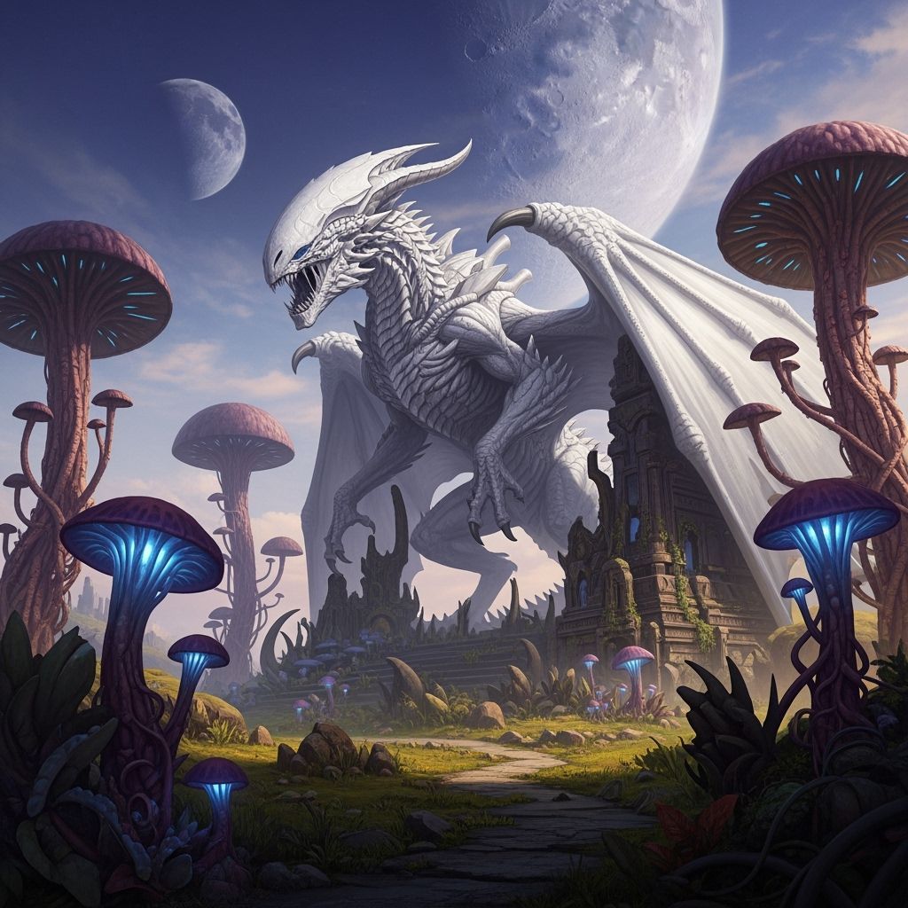 Alien Dragon with Xenomorph Head on Lush Planet