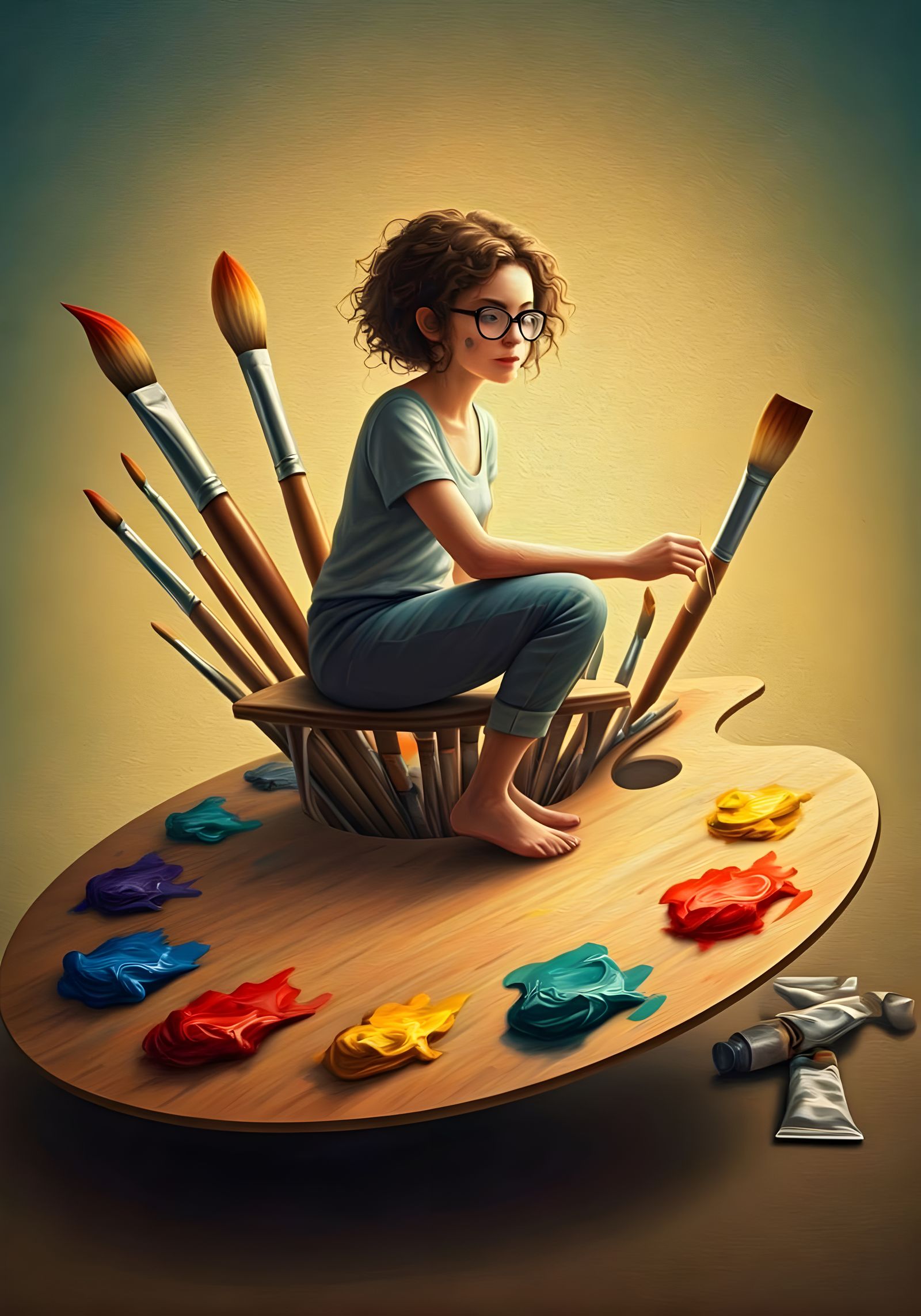 The Painter in Hyperrealistic Oil