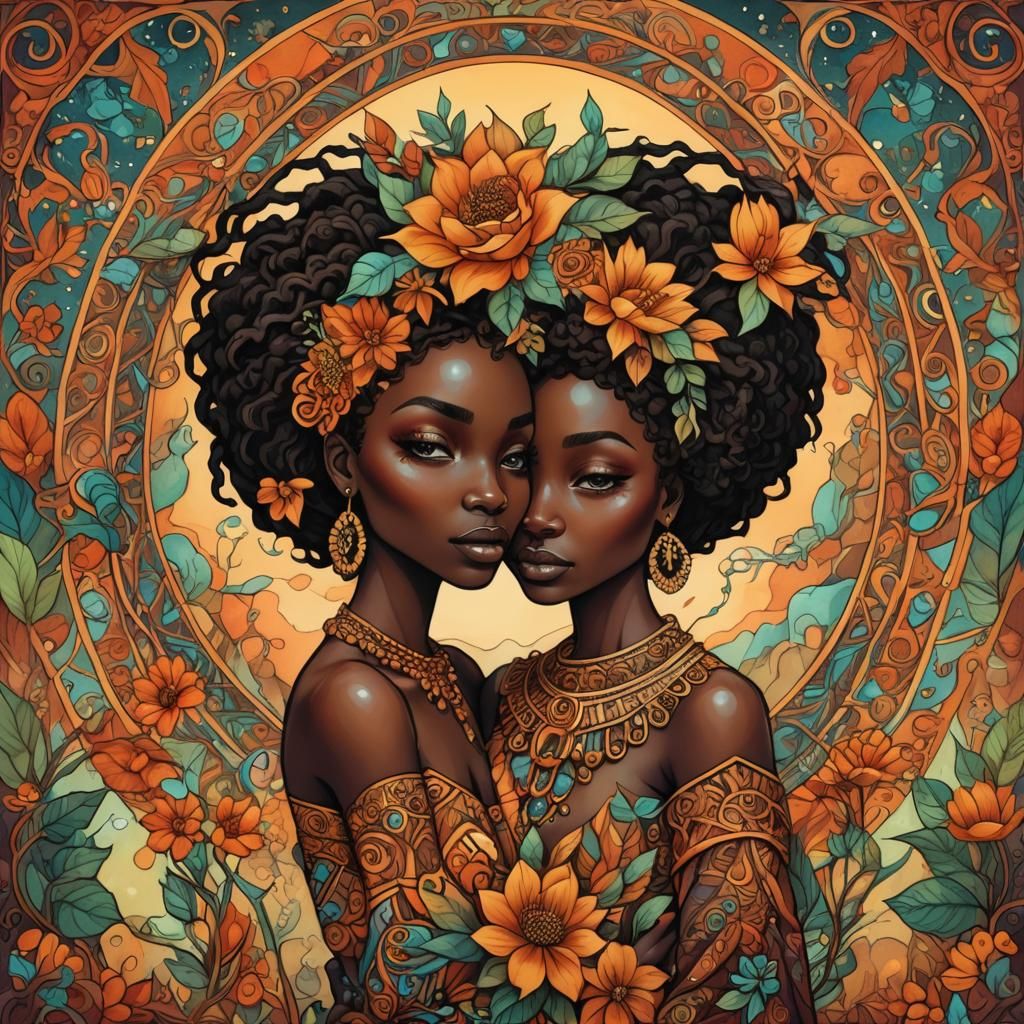 Surrealist Portrait of Couple in Warm Colors