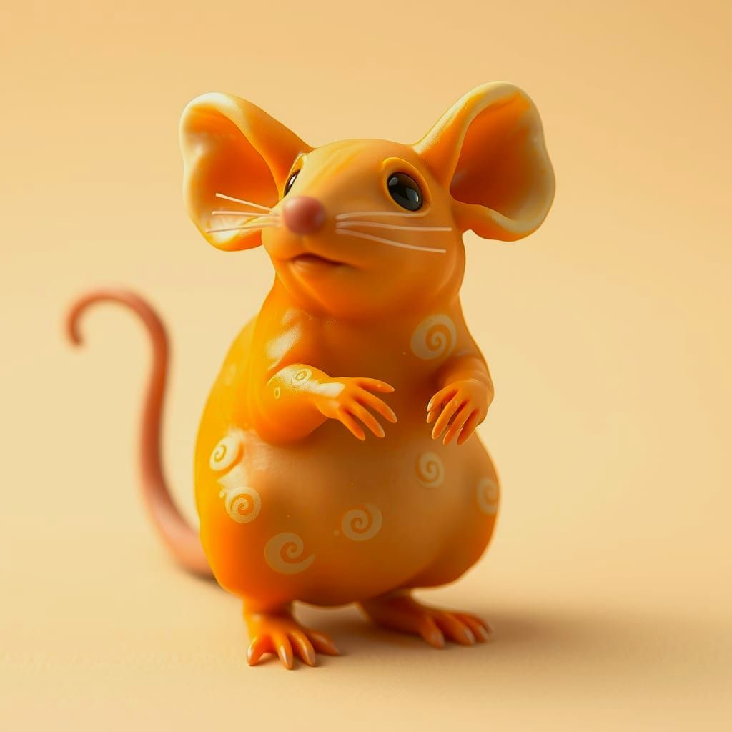 Whimsical Cheese Mouse Sculpture