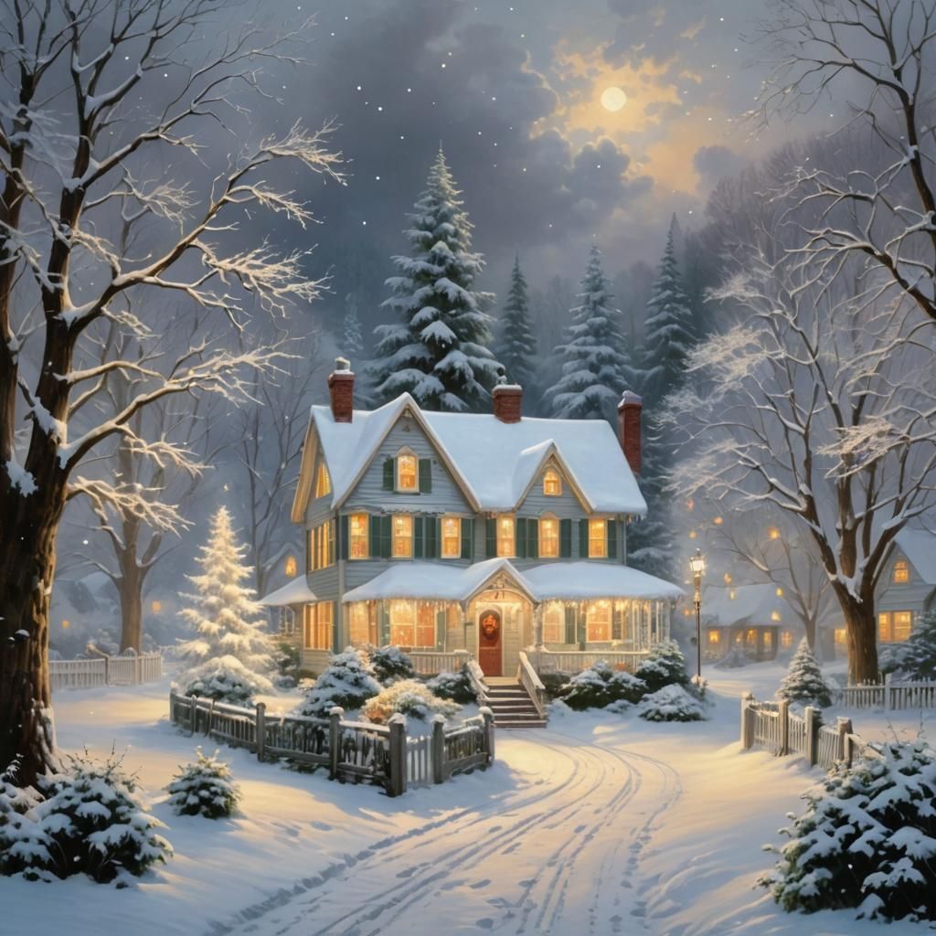 Silver and White Christmas Bedroom Scene