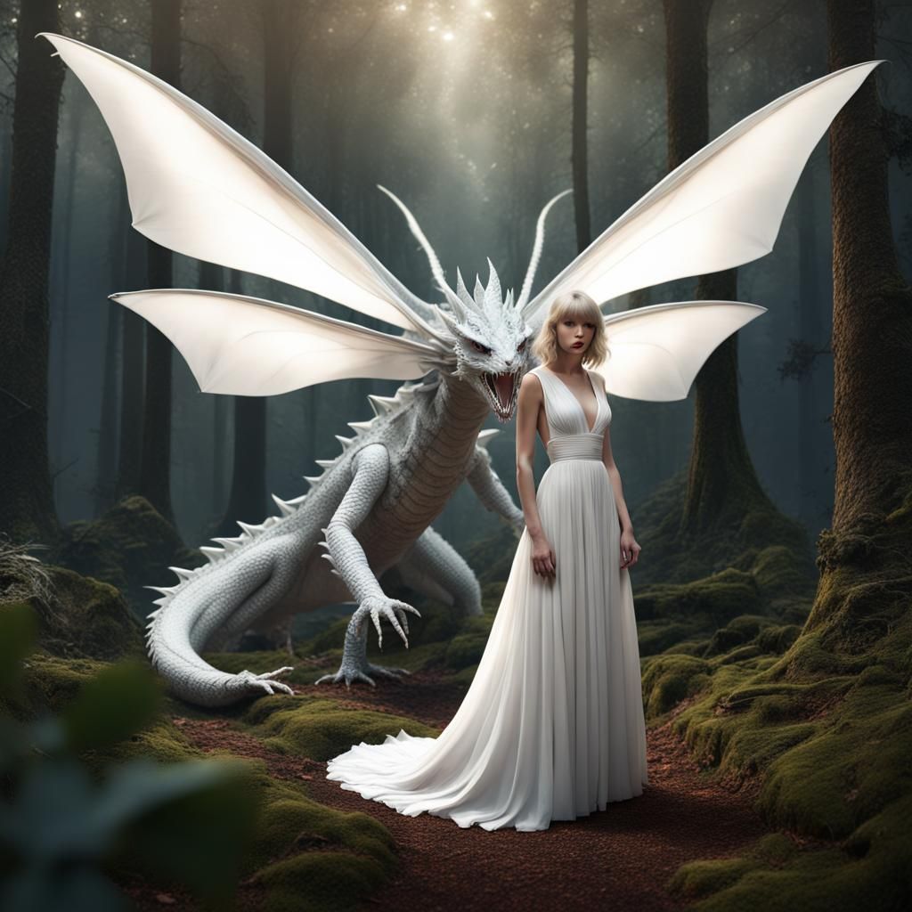 Taylor Swift and Moth Dragon in Forest