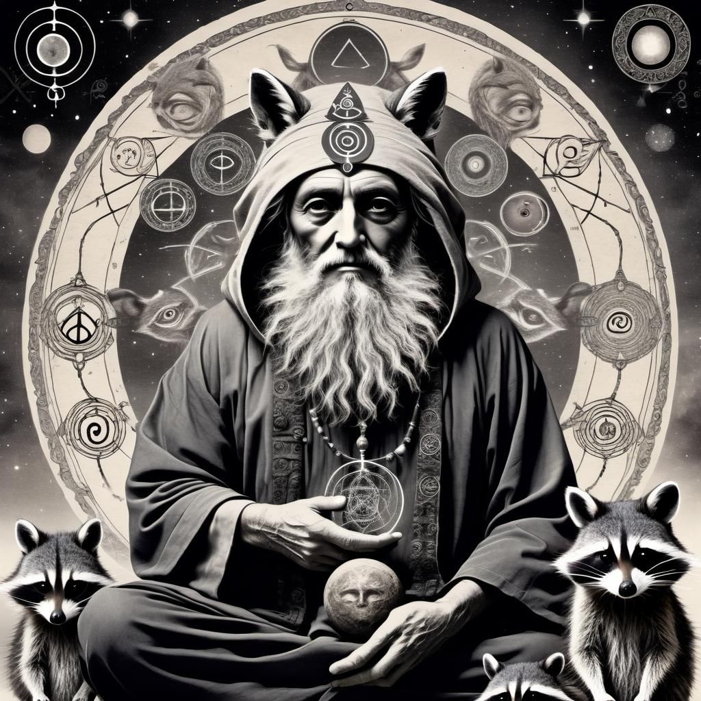 Esoteric Meditation With Surreal Raccoons