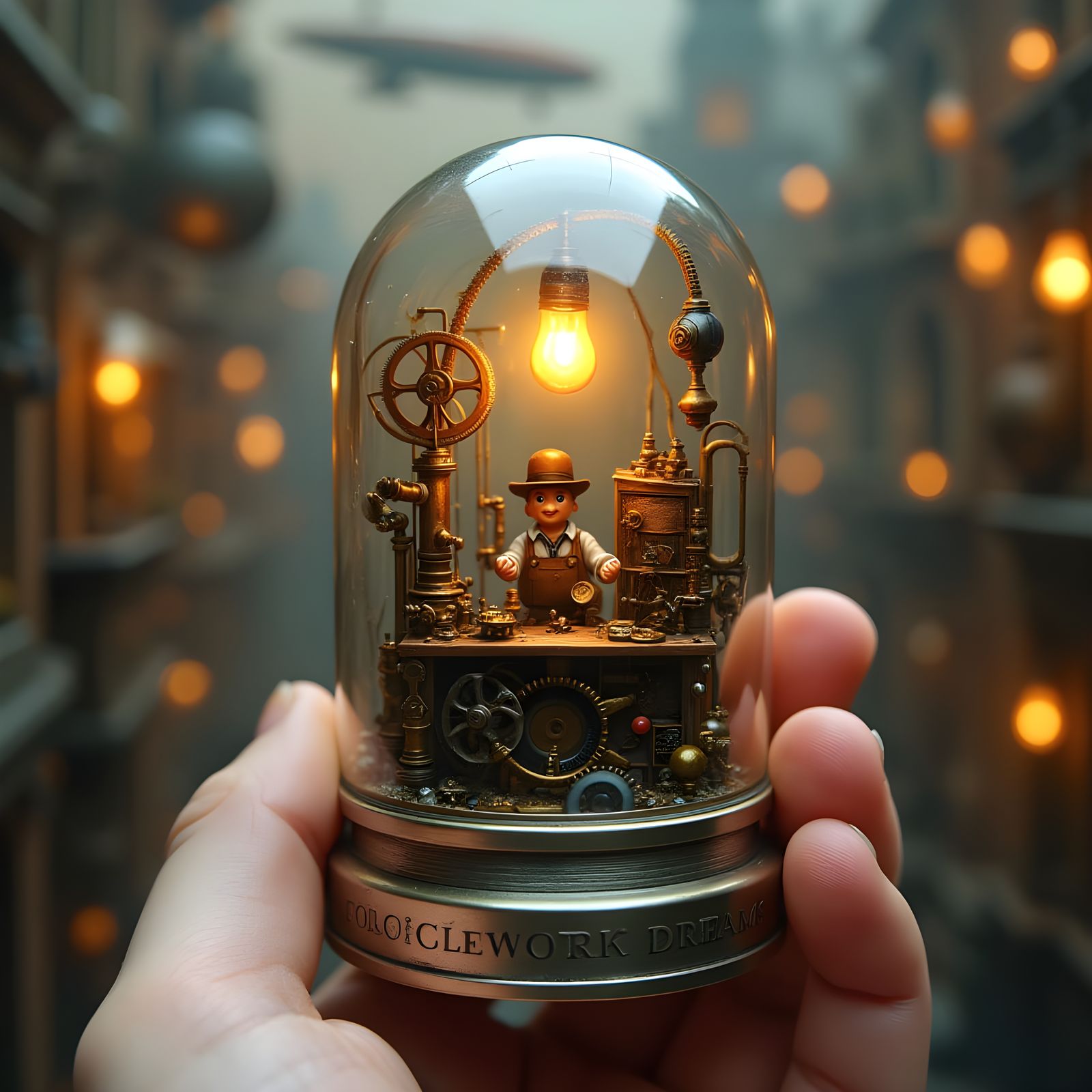 Steampunk Inventor in Miniature World
