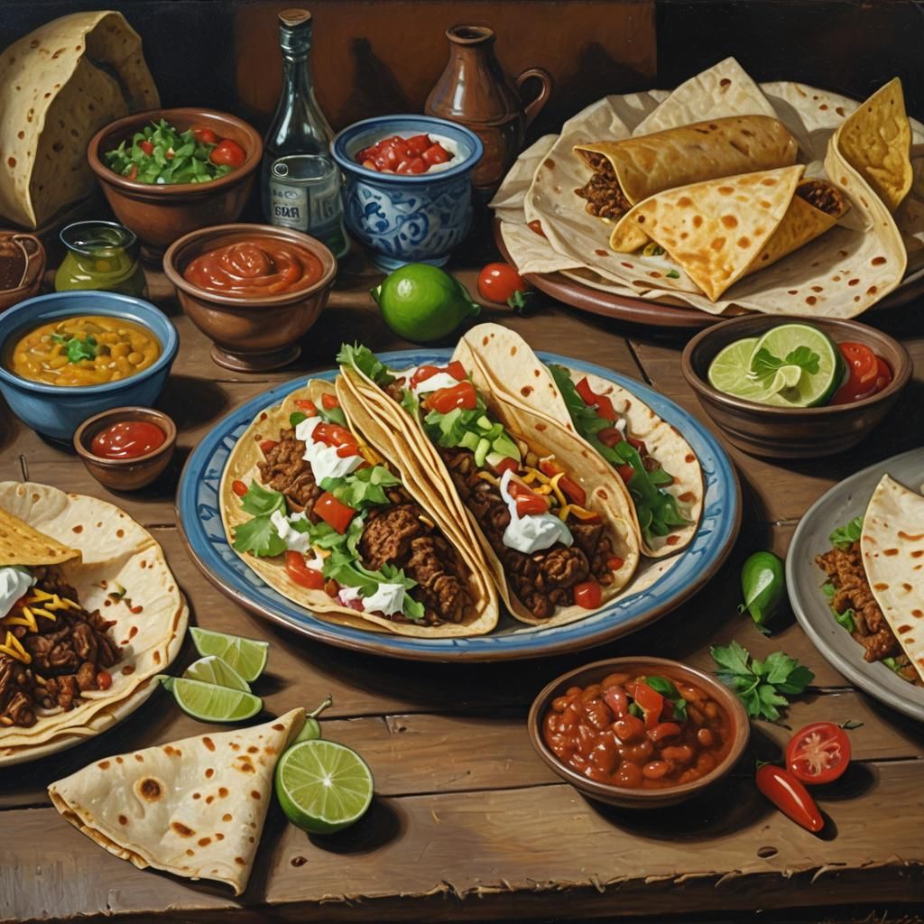 Mexican Food Still Life in Dutch Painting Style