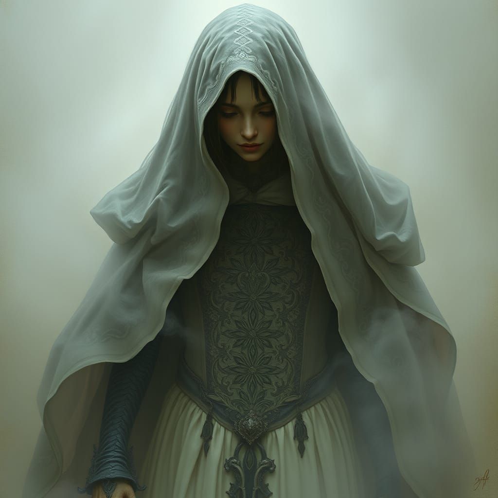 Ethereal Figure in Mystical Mist: Fantasy Realism