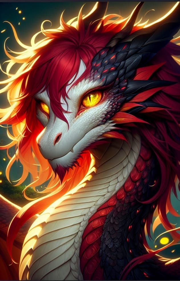 Enchanting Anime Dragon Portrait in Matte Painting Style