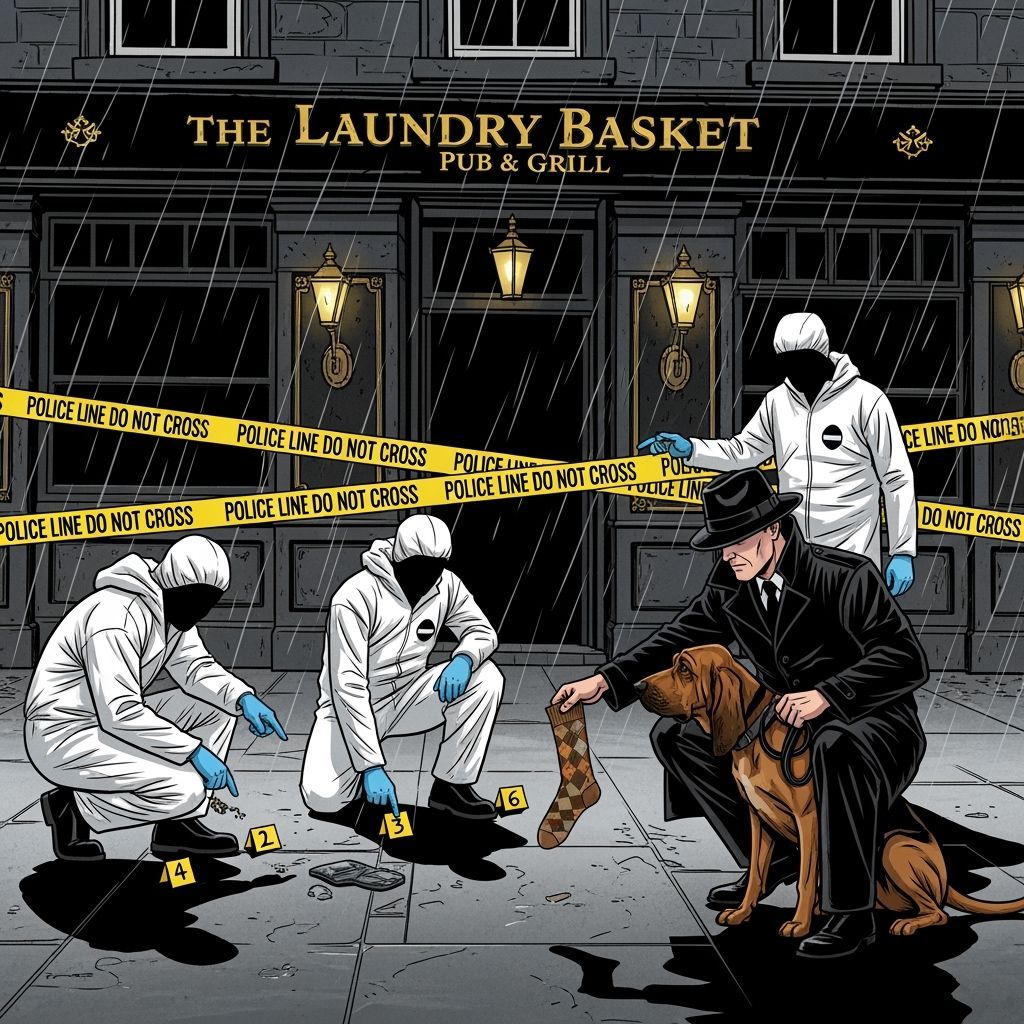 Noir Crime Scene at Scottish Pub with Detectives