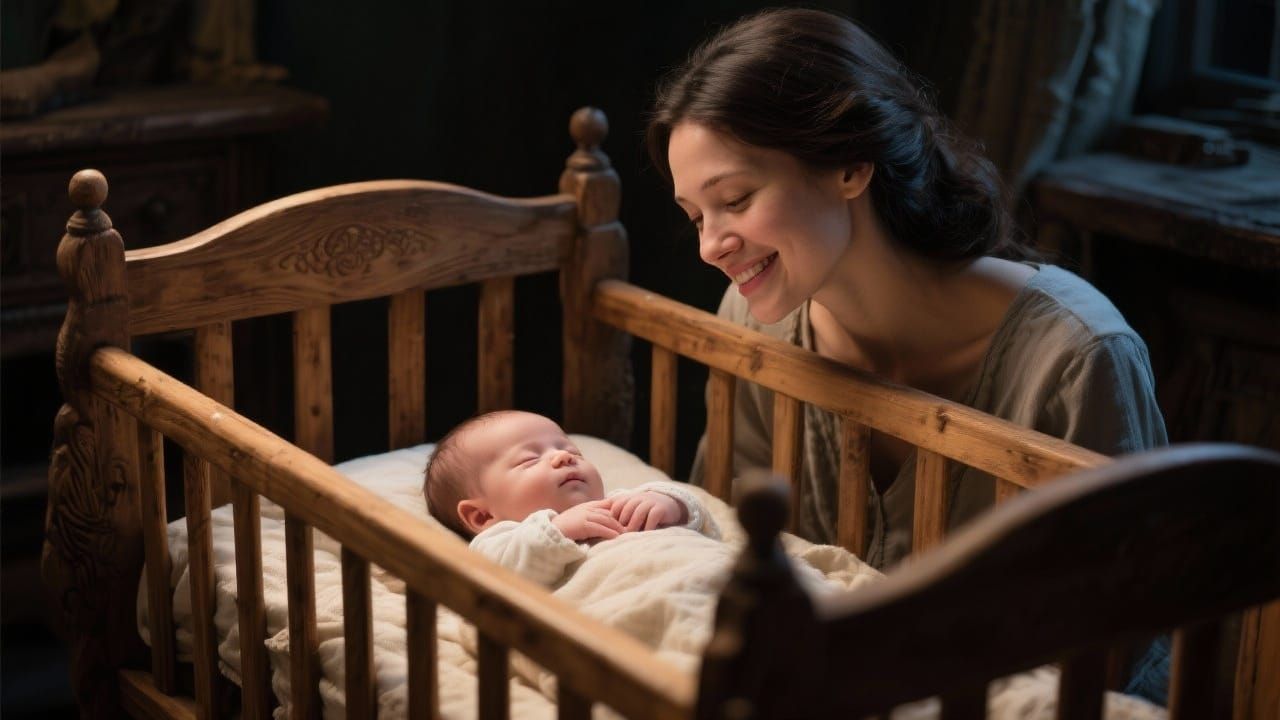 Mother and Baby in Peaceful Cradle