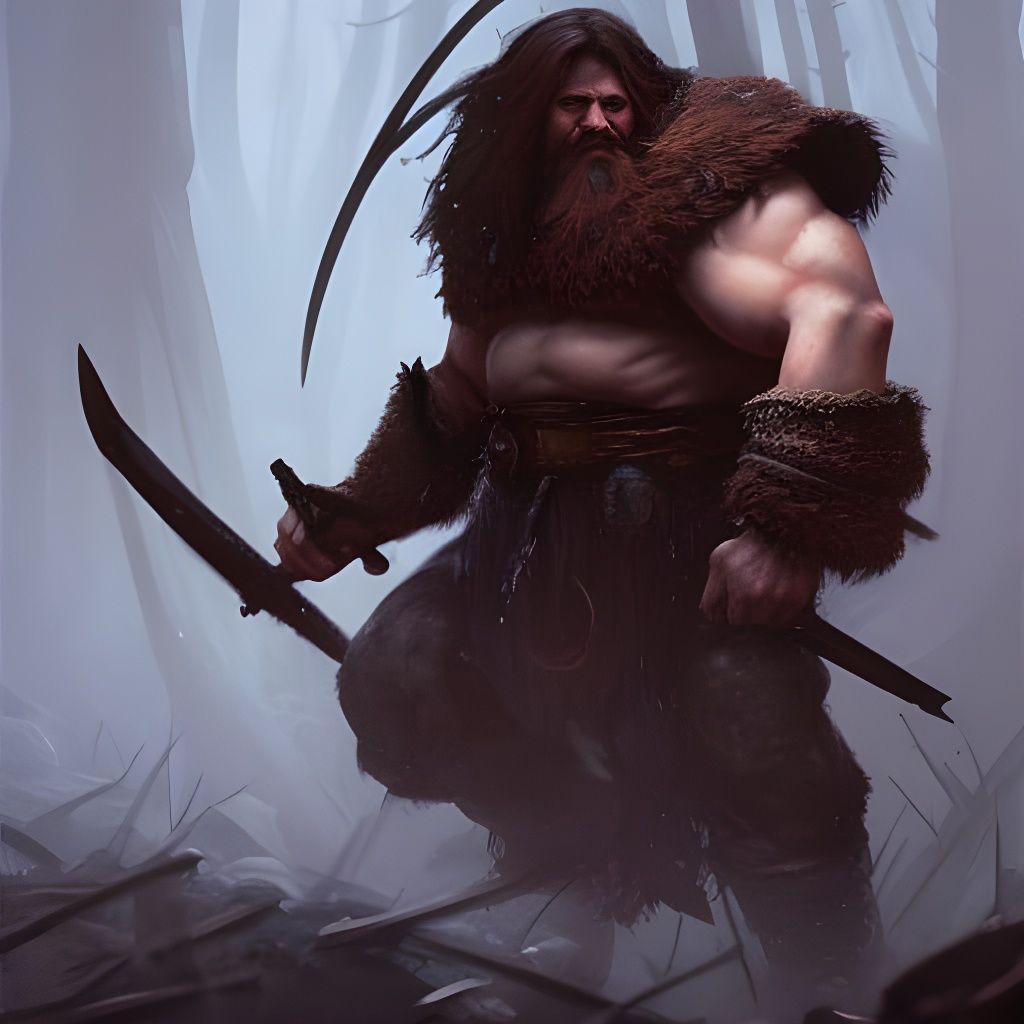 Mountain Dwarf Barbarian Berserker in Dark Fantasy Style