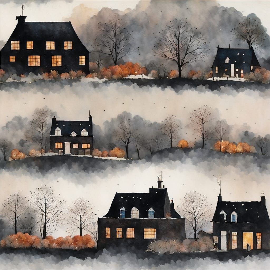 Cozy House in Snow, Edmondson and Kehoe Style