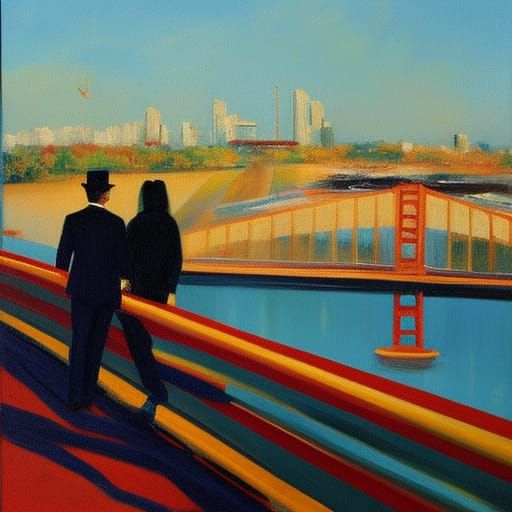 Expressionist Bridge Scene of Anguish