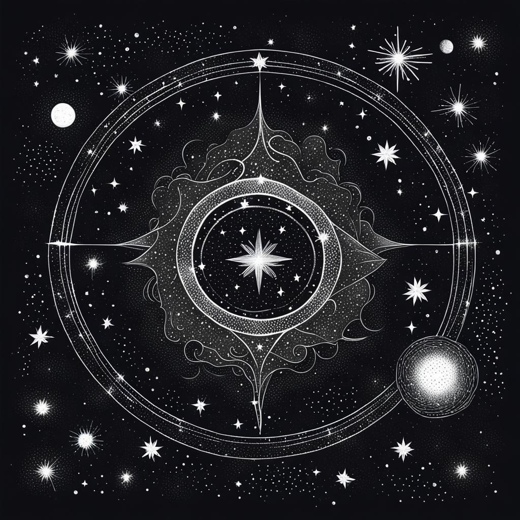 Stippled Cosmos Graphic with Glittery Radiance