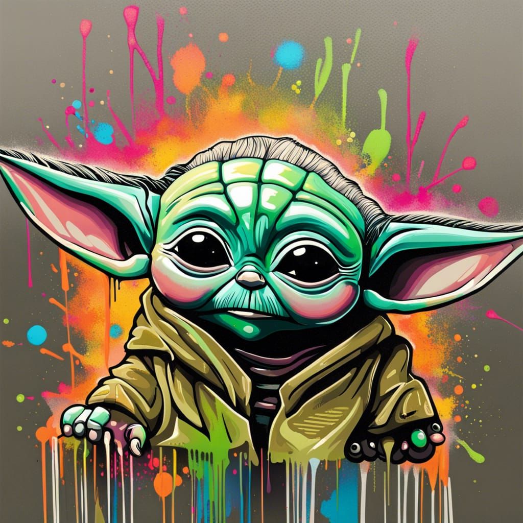 Baby Yoda Graffiti Art: Ultra Detailed Street Art