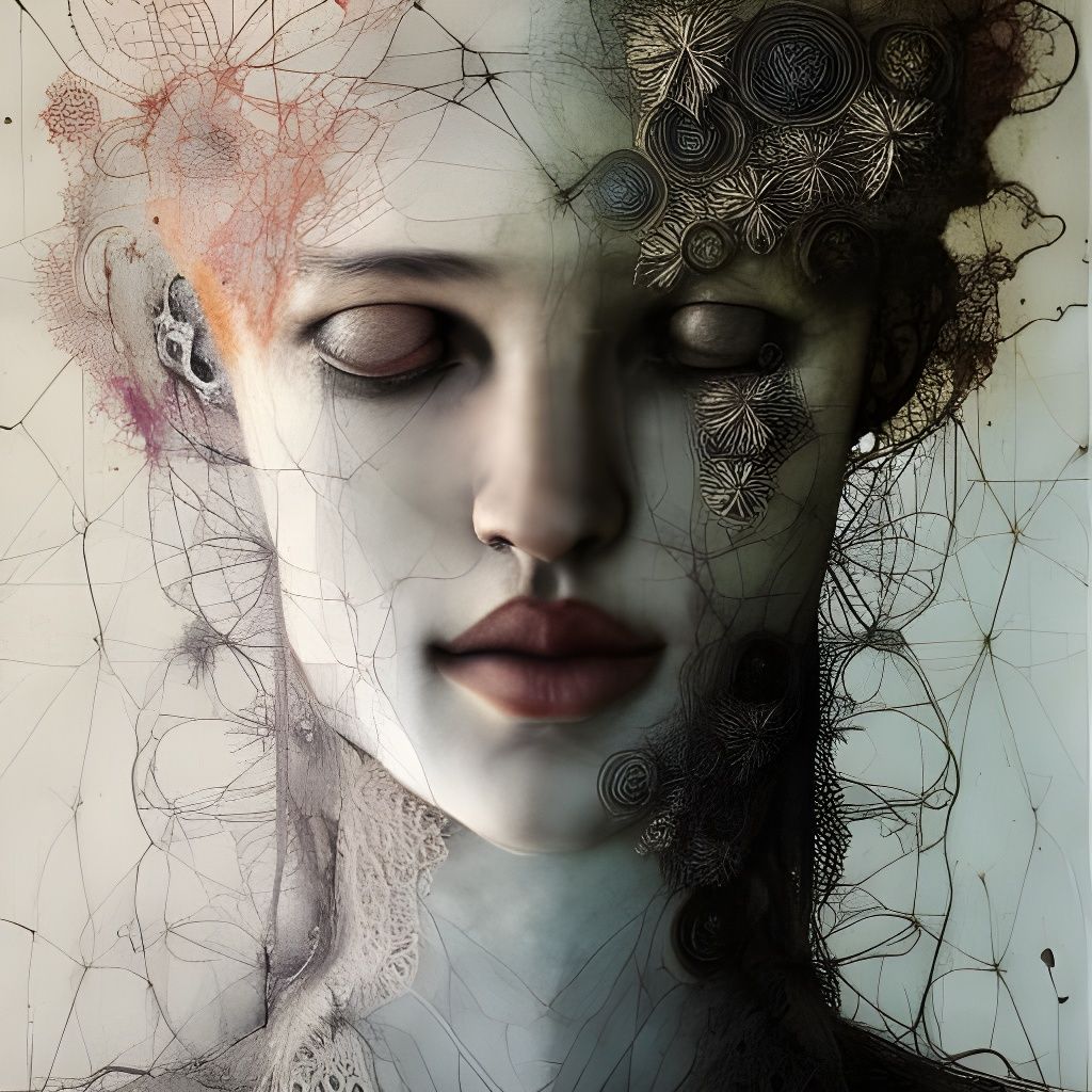 Detailed Double Exposure Portrait in Mixed-Media Collage