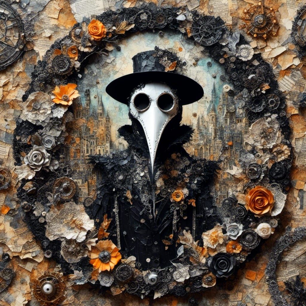 Plague Doctor in Collage Style