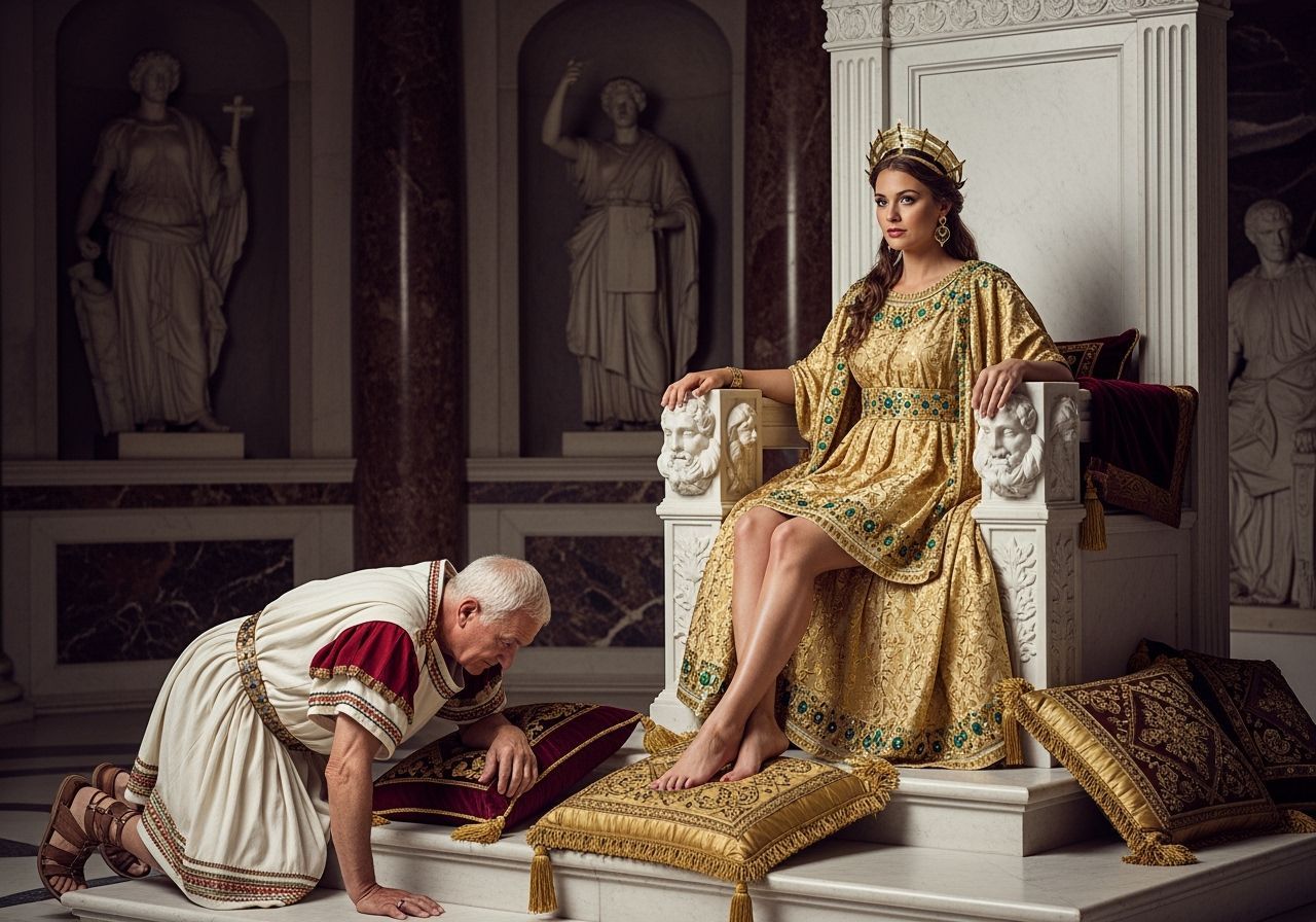 Empress Messalina on Marble Throne, Renaissance Portrait
