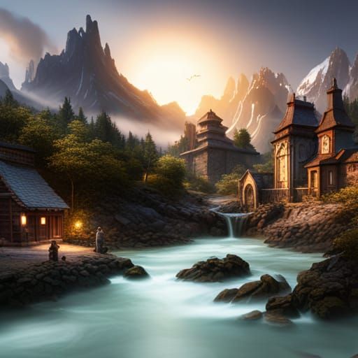 Fantastical Life in Deep Color, Detailed Matte Painting
