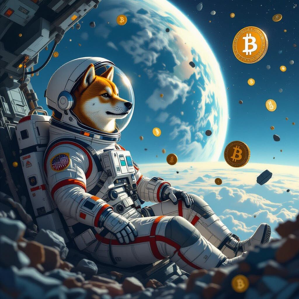 Shiba Inu Astronaut's Earth View in Digital Art Style