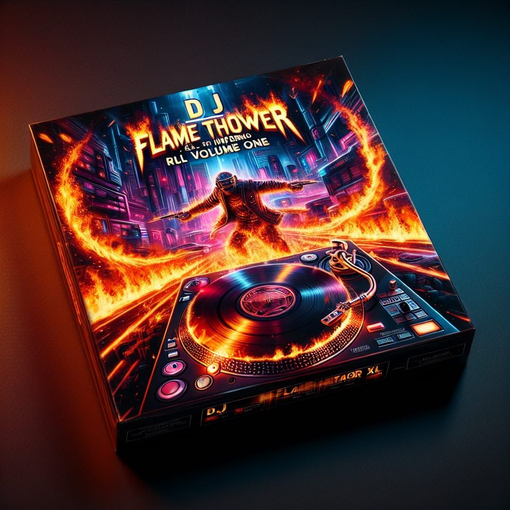 Surreal Album Cover in Futuristic Style Features Burning Tur...